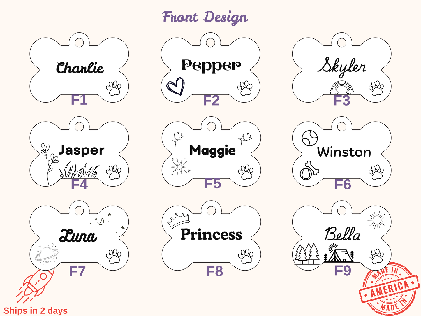 Personalized stainless steel bone shape dog tag