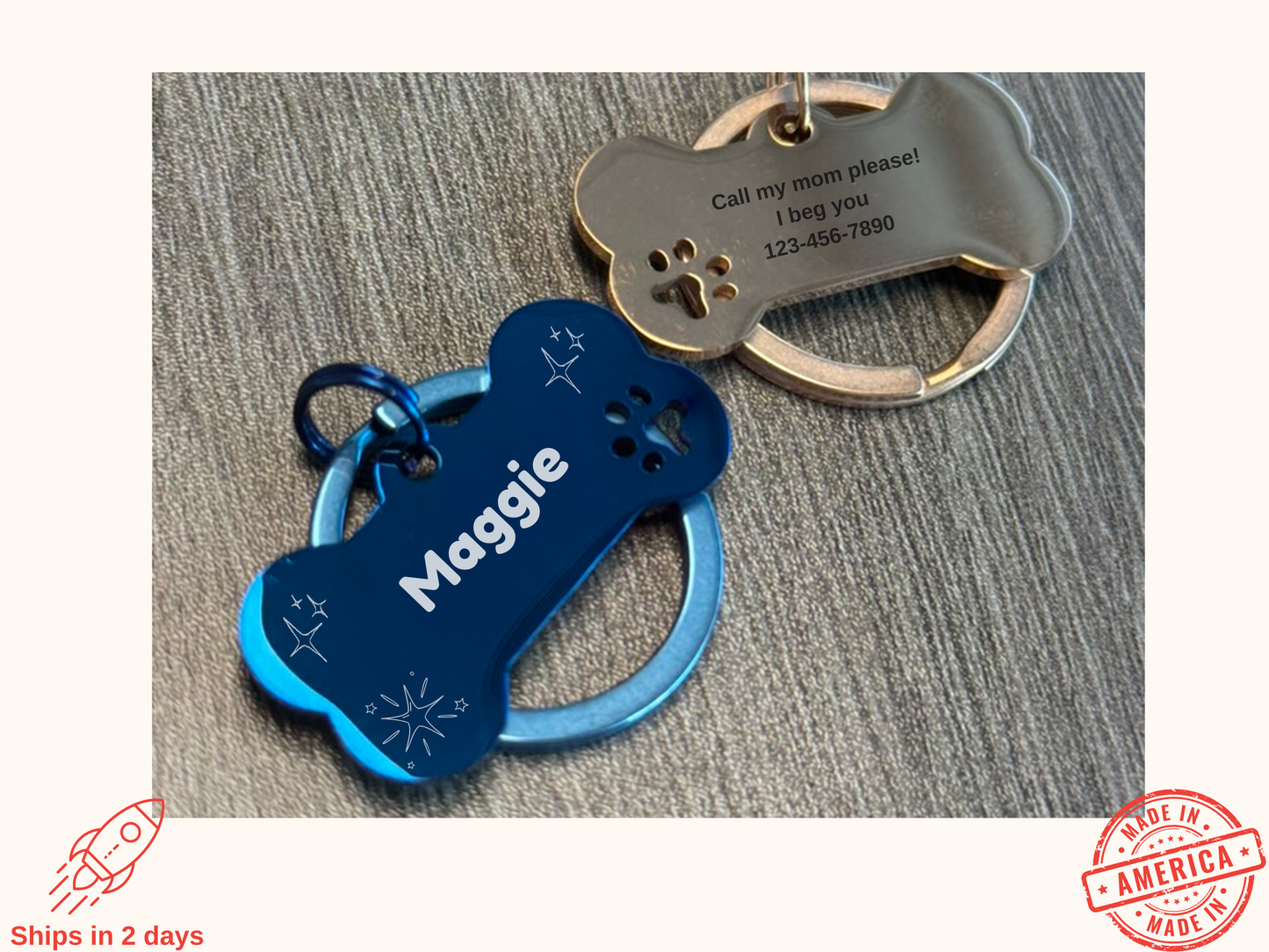 Personalized stainless steel bone shape dog tag