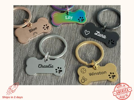 Personalized stainless steel bone shape dog tag